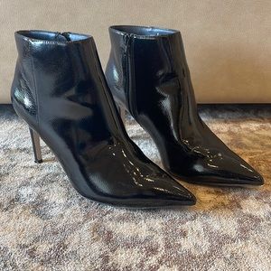 ASOS Black Patent Pointed Toe Heeled Ankle Boots